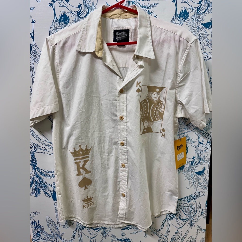 Public Supply Co Men's White and Brown Graphic Shirt